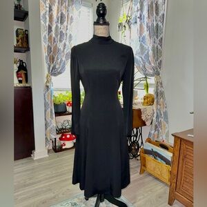 VINTAGE 1950s Adele Simpson mock neck little black dress